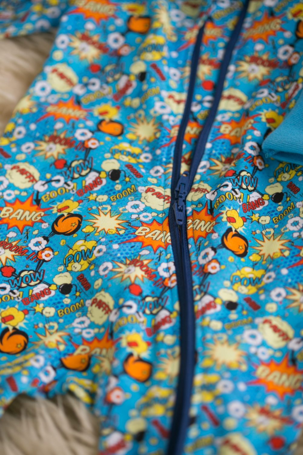 Superheroes organic cotton ZippyBoo suit