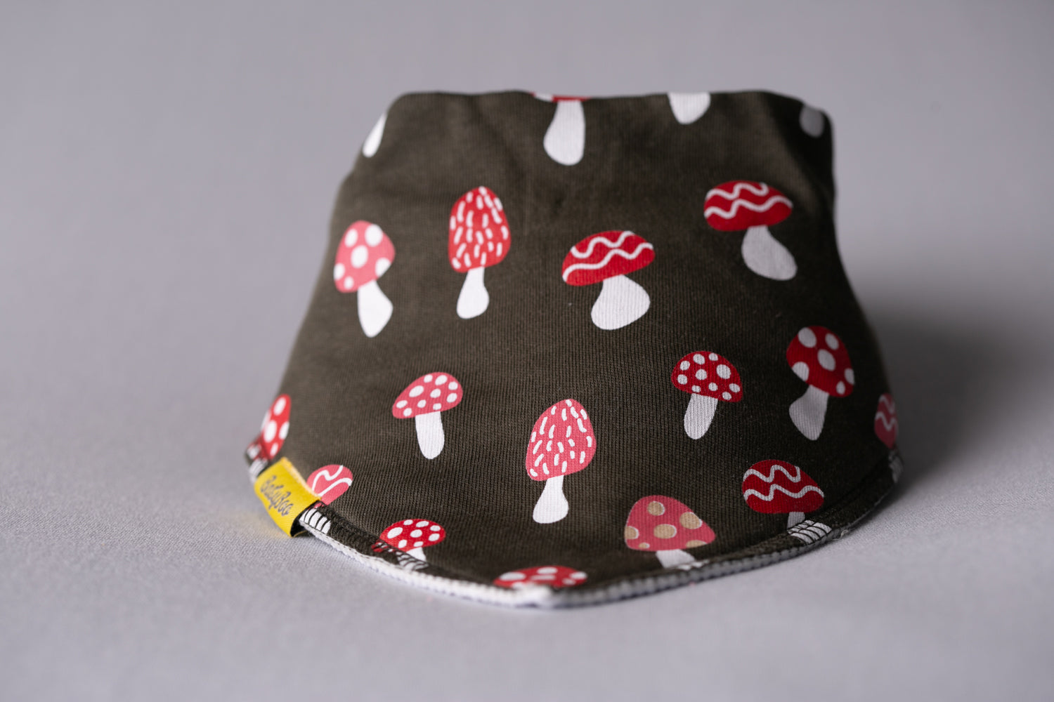 Forest green toadstools organic cotton DribbleBoo bandana bib
