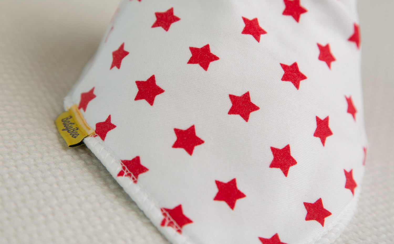 White with Red stars organic cotton DribbleBoo bandana bib