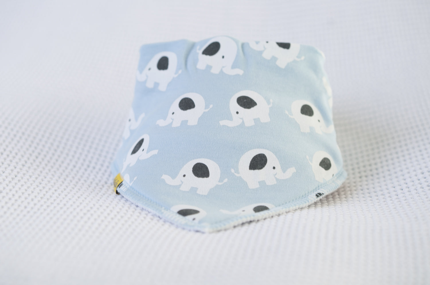 Baby blue Ellie the elephant organic cotton DribbleBoo bandana bib