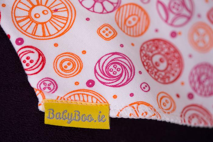 Pink buttons organic cotton DribbleBoo bandana bib