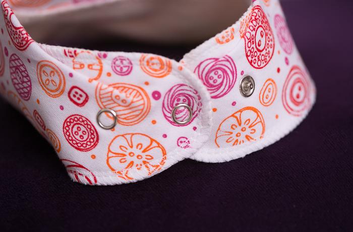 Pink buttons organic cotton DribbleBoo bandana bib