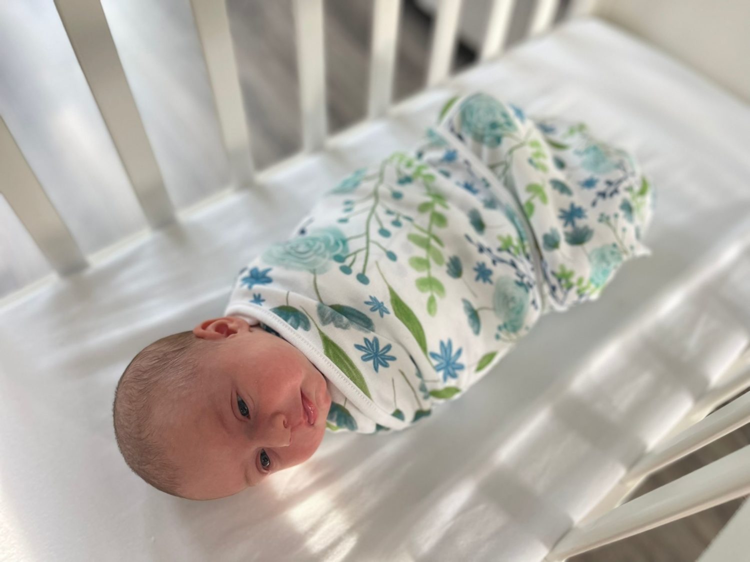Watercolour flowers organic cotton SwaddleBoo