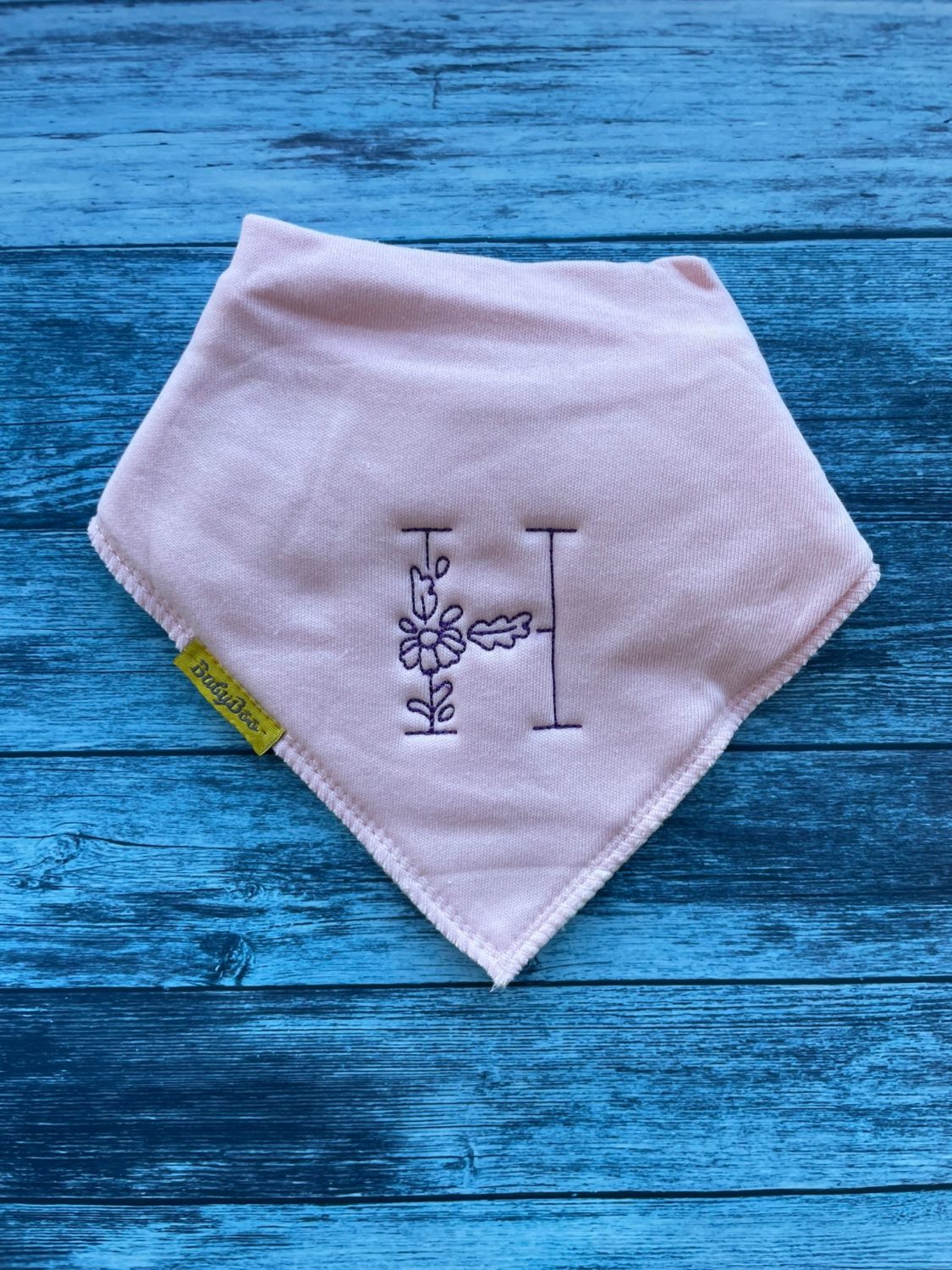 Botanical Letter Organic Cotton DribbleBoo Bandana Bib