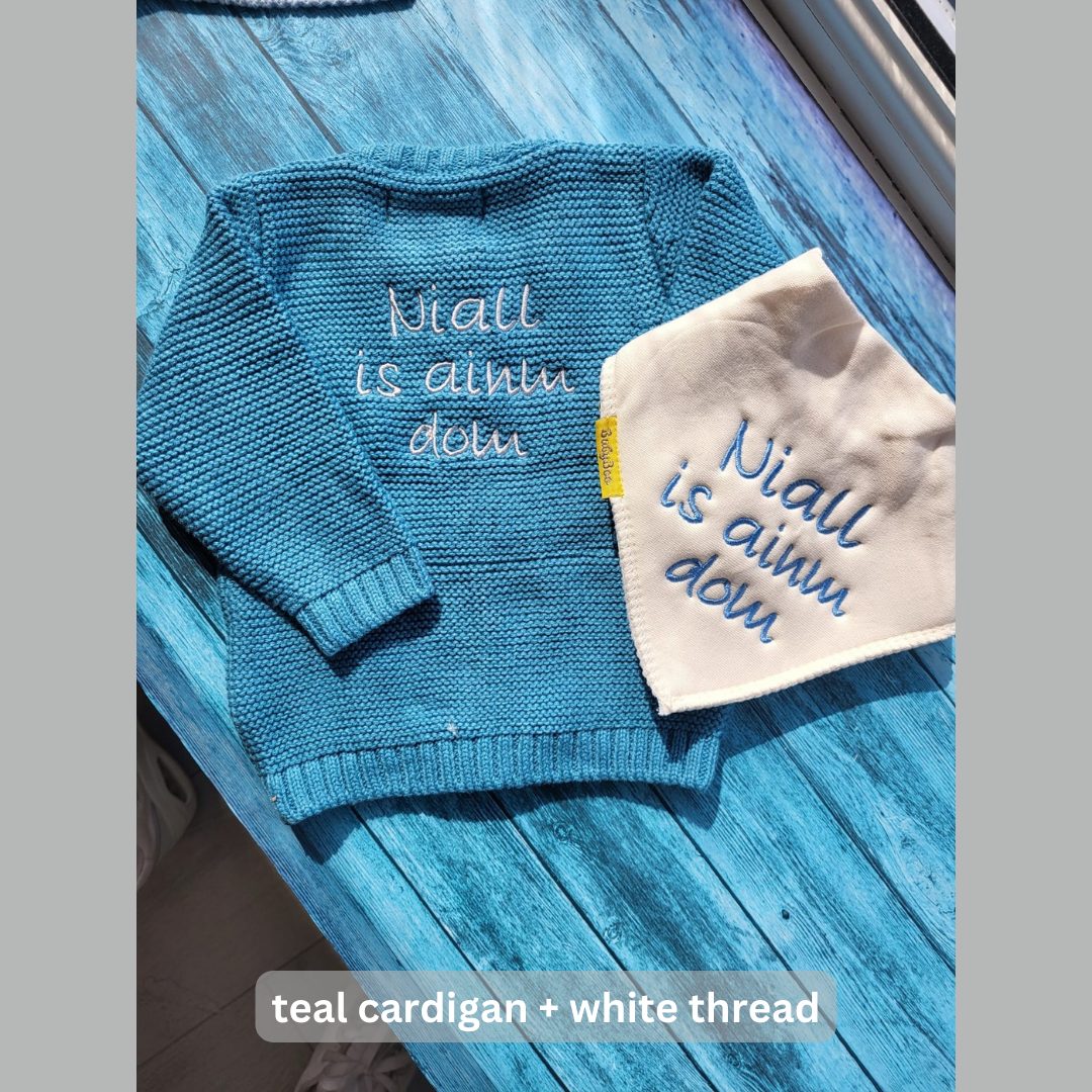 Teal organic cotton zipped cardigan