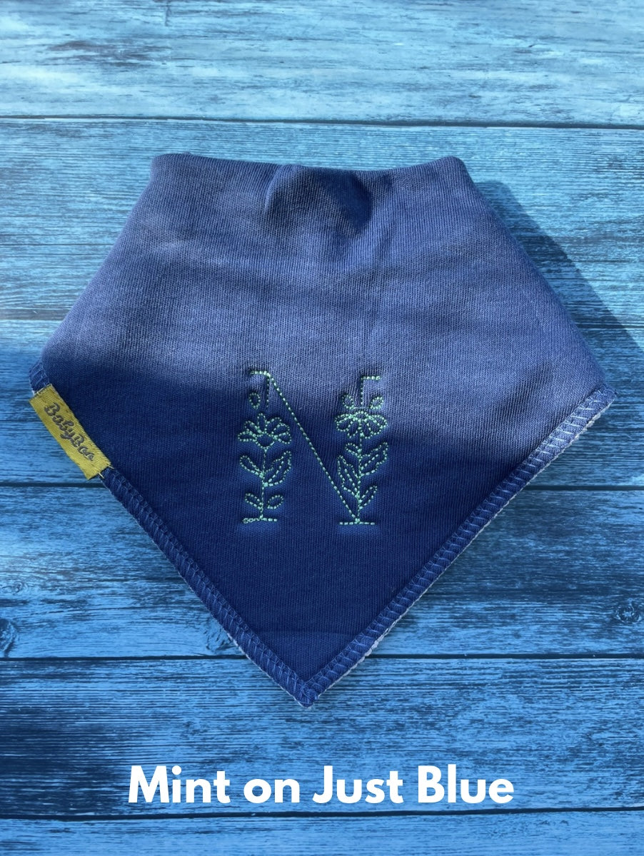Botanical Letter Organic Cotton DribbleBoo Bandana Bib