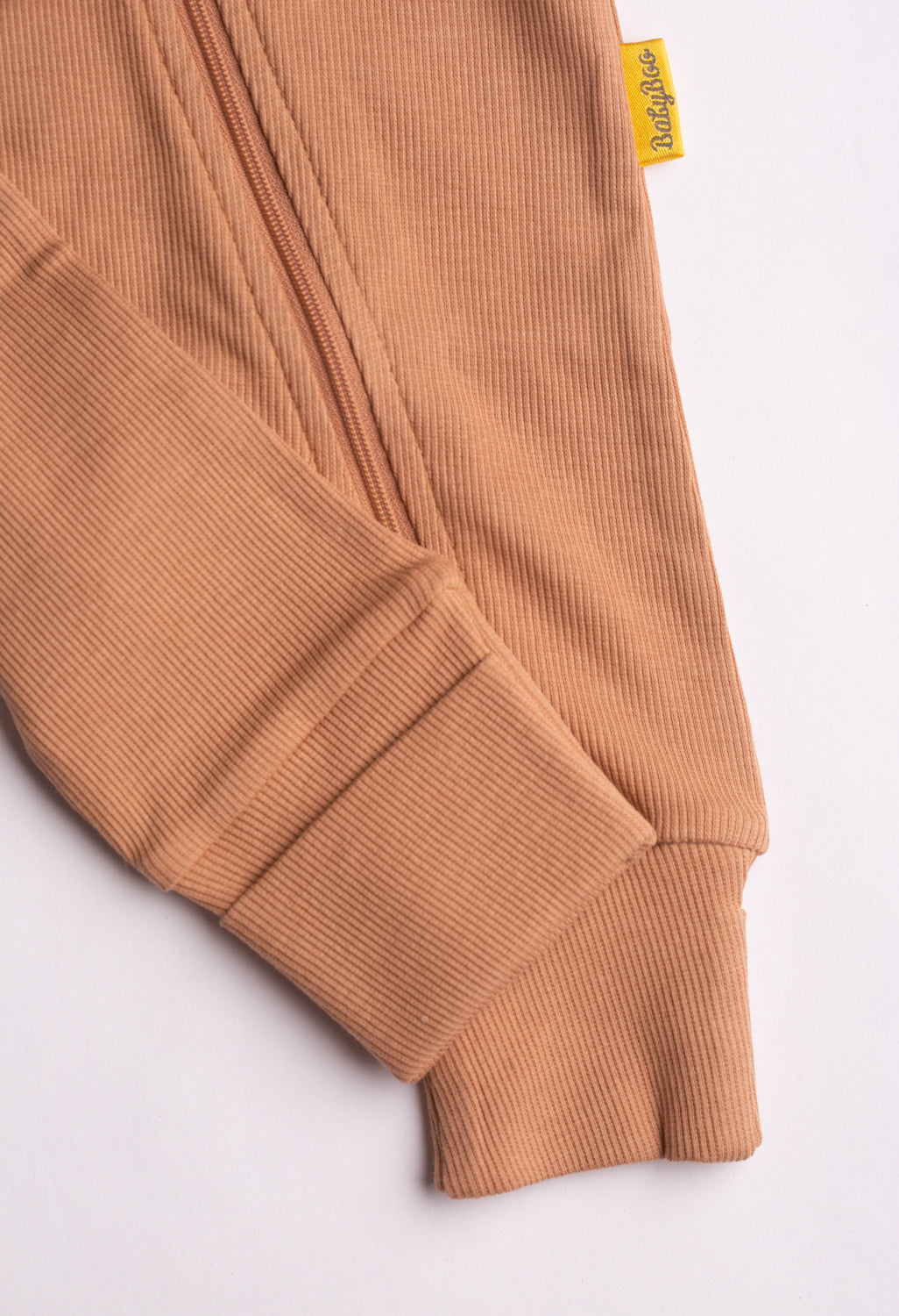 Caramel ribbed organic cotton ZippyBoo suit
