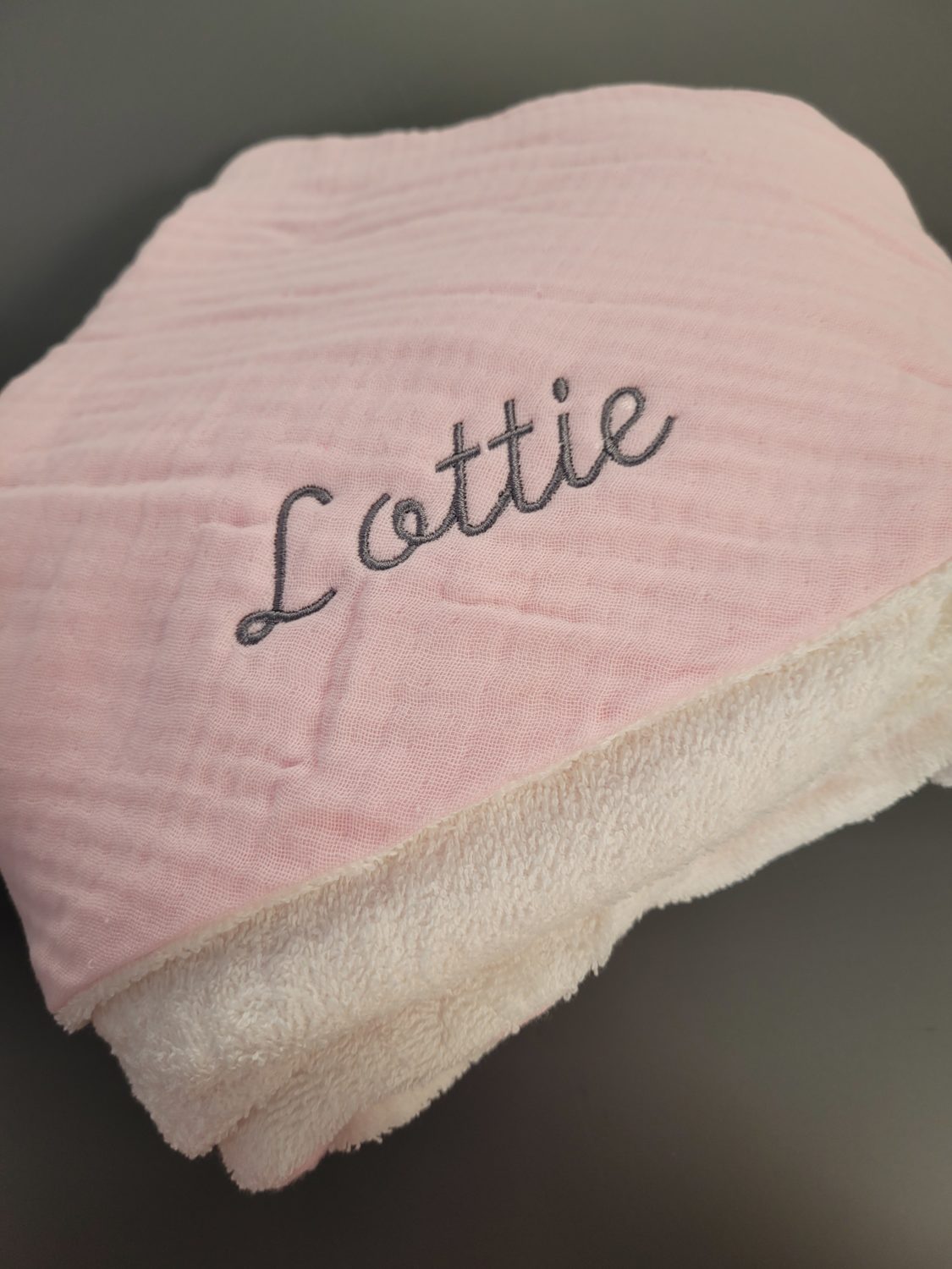 Baby pink organic cotton hooded towel