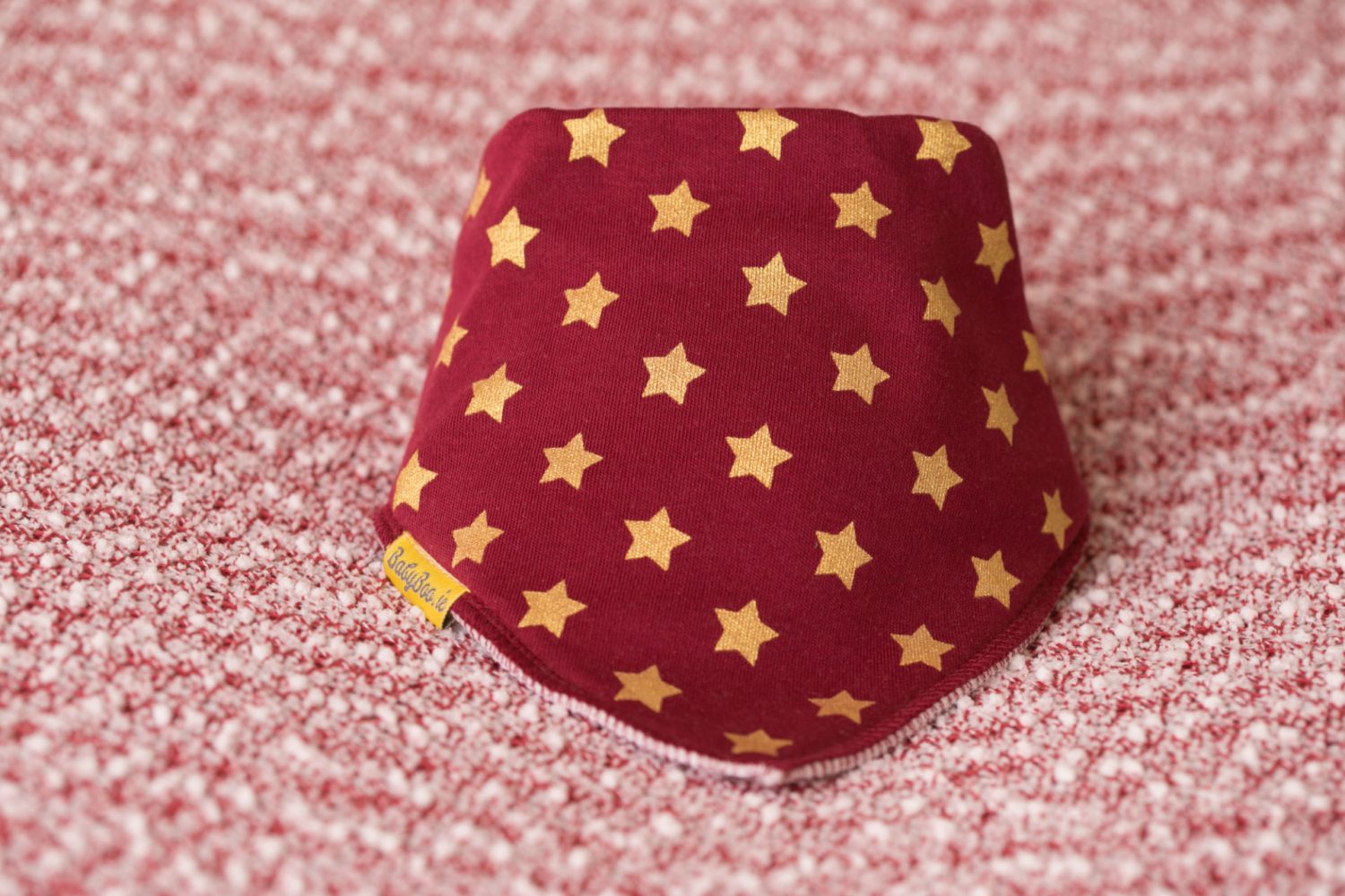 Mulberry with gold stars organic cotton DribbleBoo bandana bib