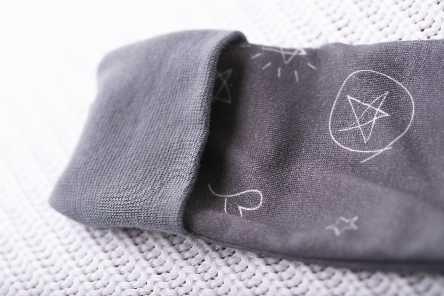 Charcoal doodling organic cotton ZippyBoo suit