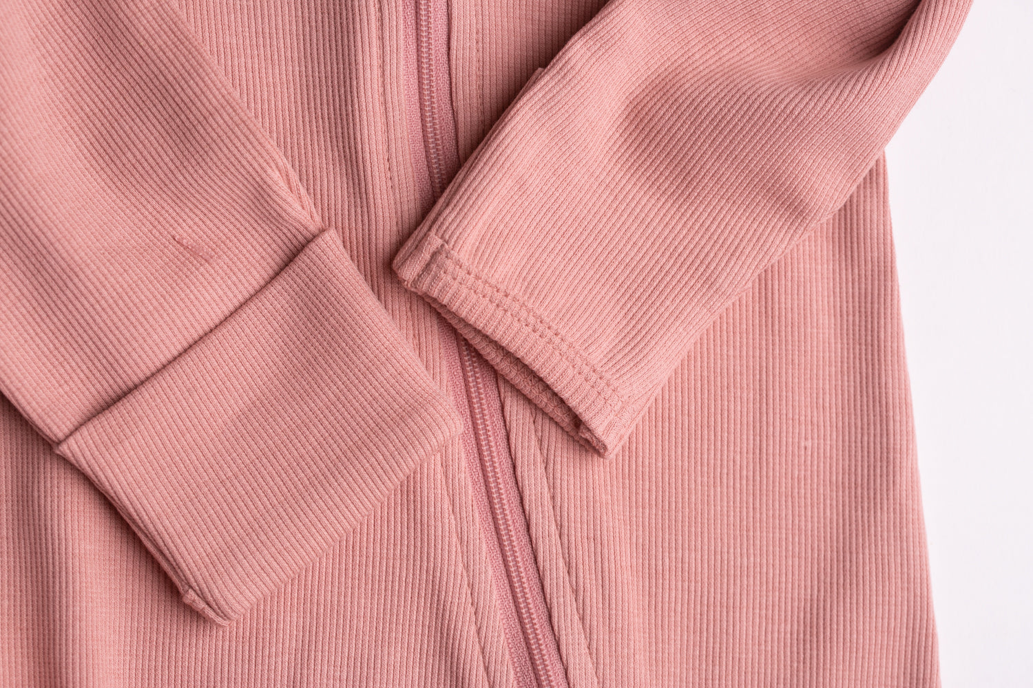 Rose ribbed organic cotton ZippyBoo suit