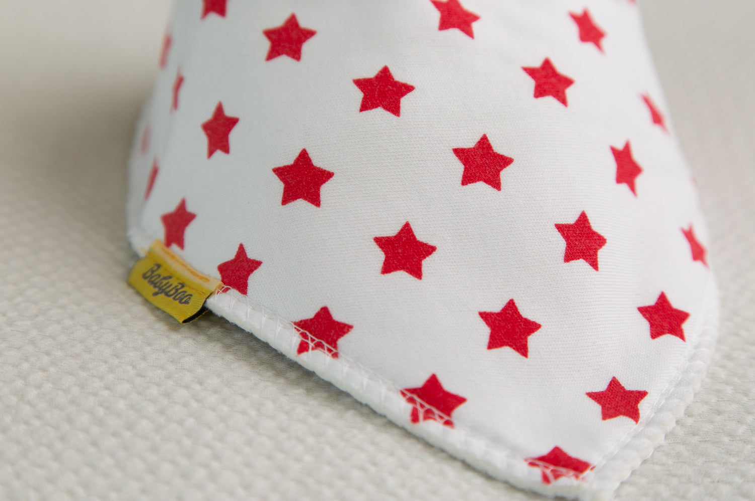 White with Red stars organic cotton DribbleBoo bandana bib