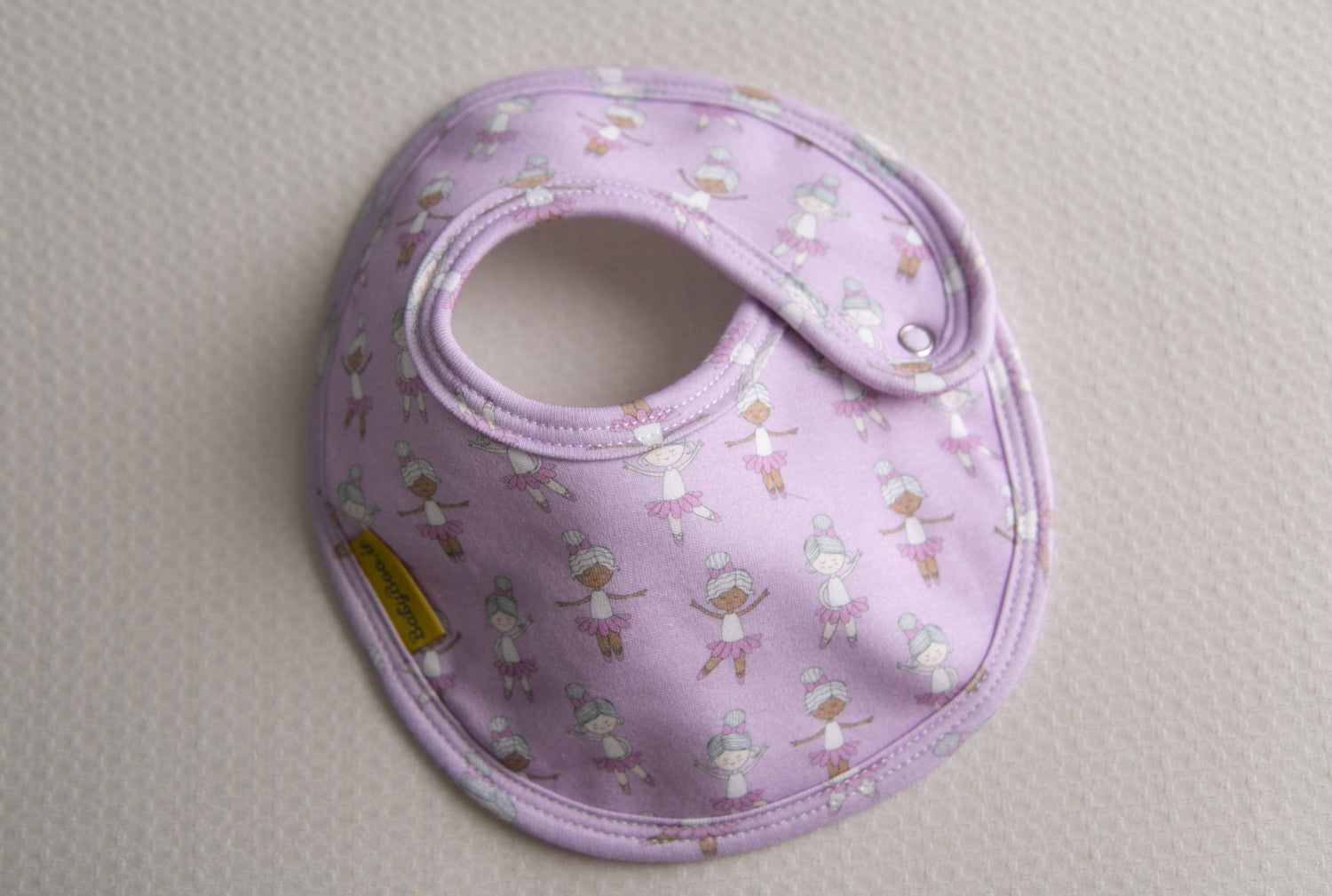 Lilac ballerinas organic cotton LittleBoo baby bib