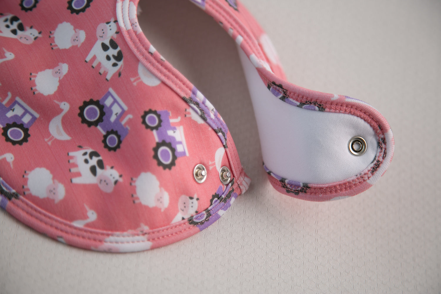 Farmyard Friends Pink organic cotton LittleBoo baby bib