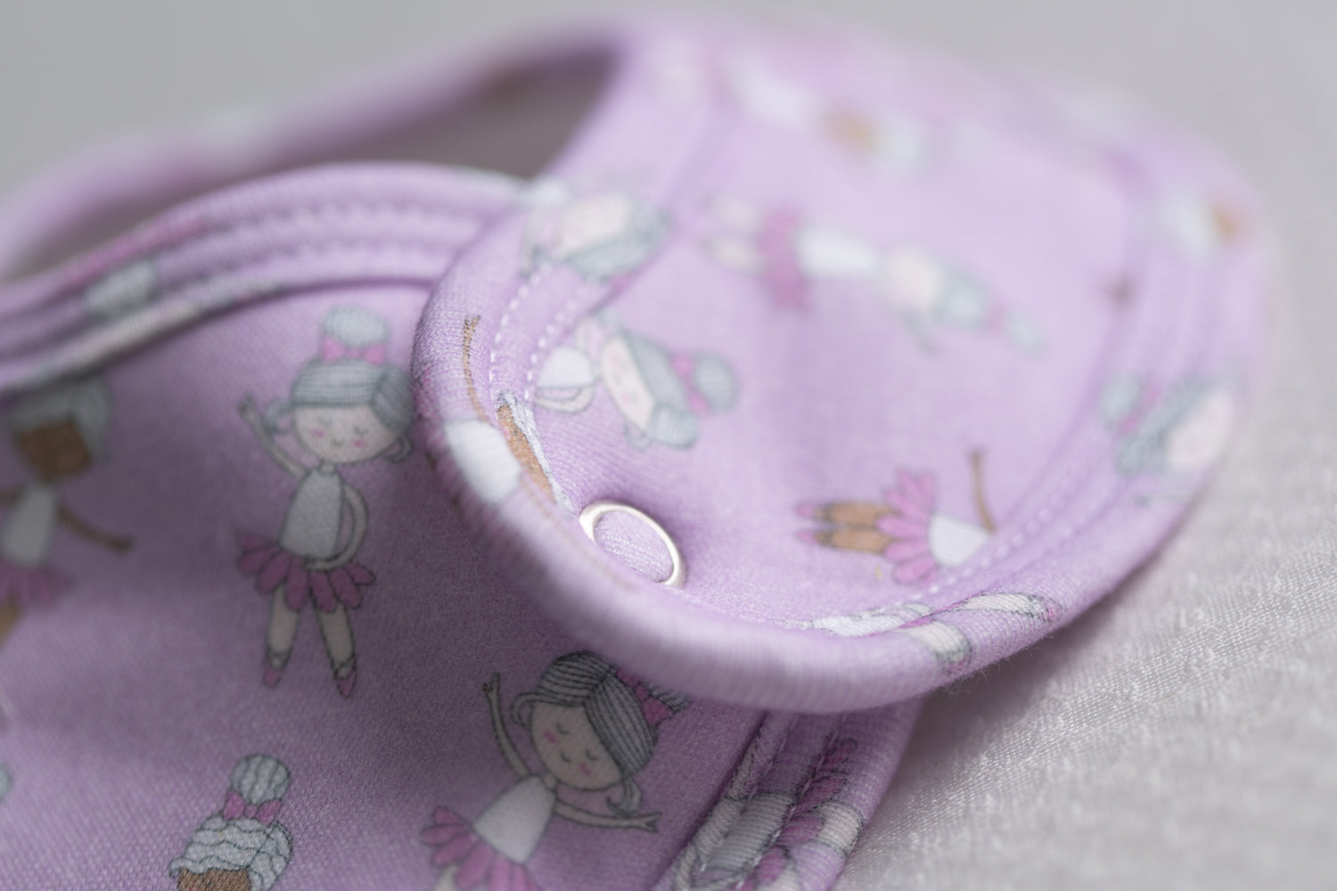 Lilac ballerinas organic cotton LittleBoo baby bib