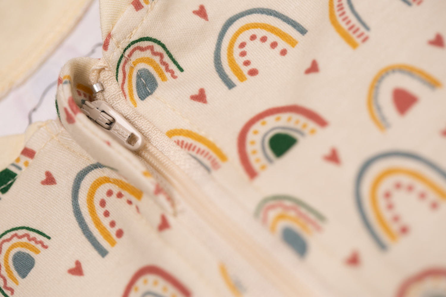 Boho Rainbows organic cotton ZippyBoo suit