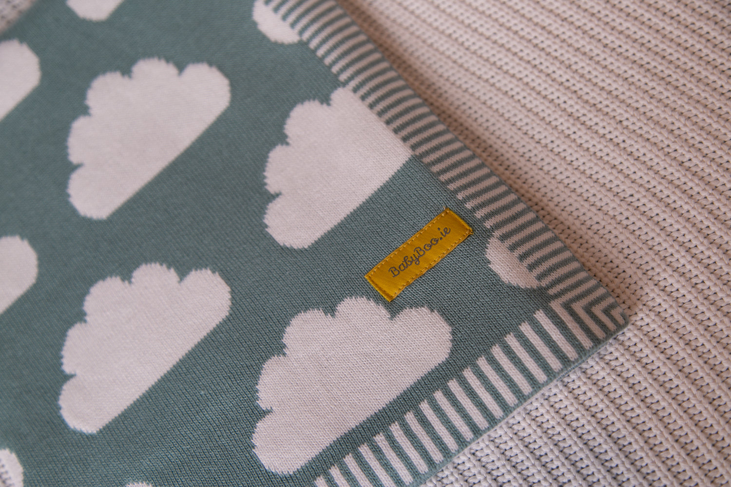 Organic cotton teal clouds BlankieBoo