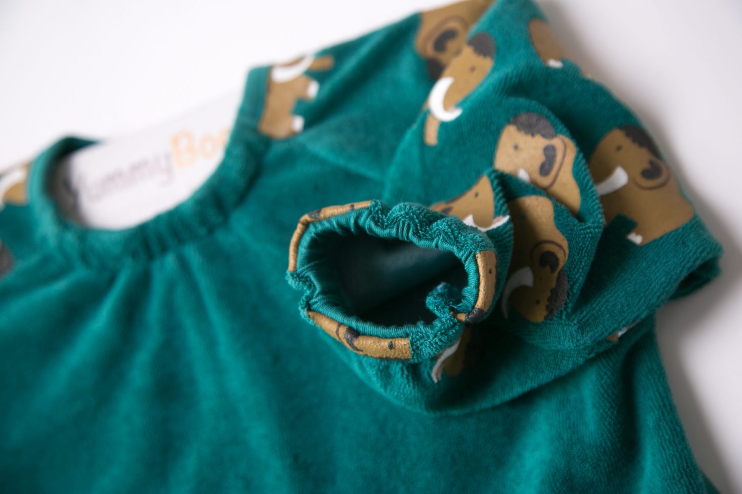 Teal mammoth YummyBoo feeding bib