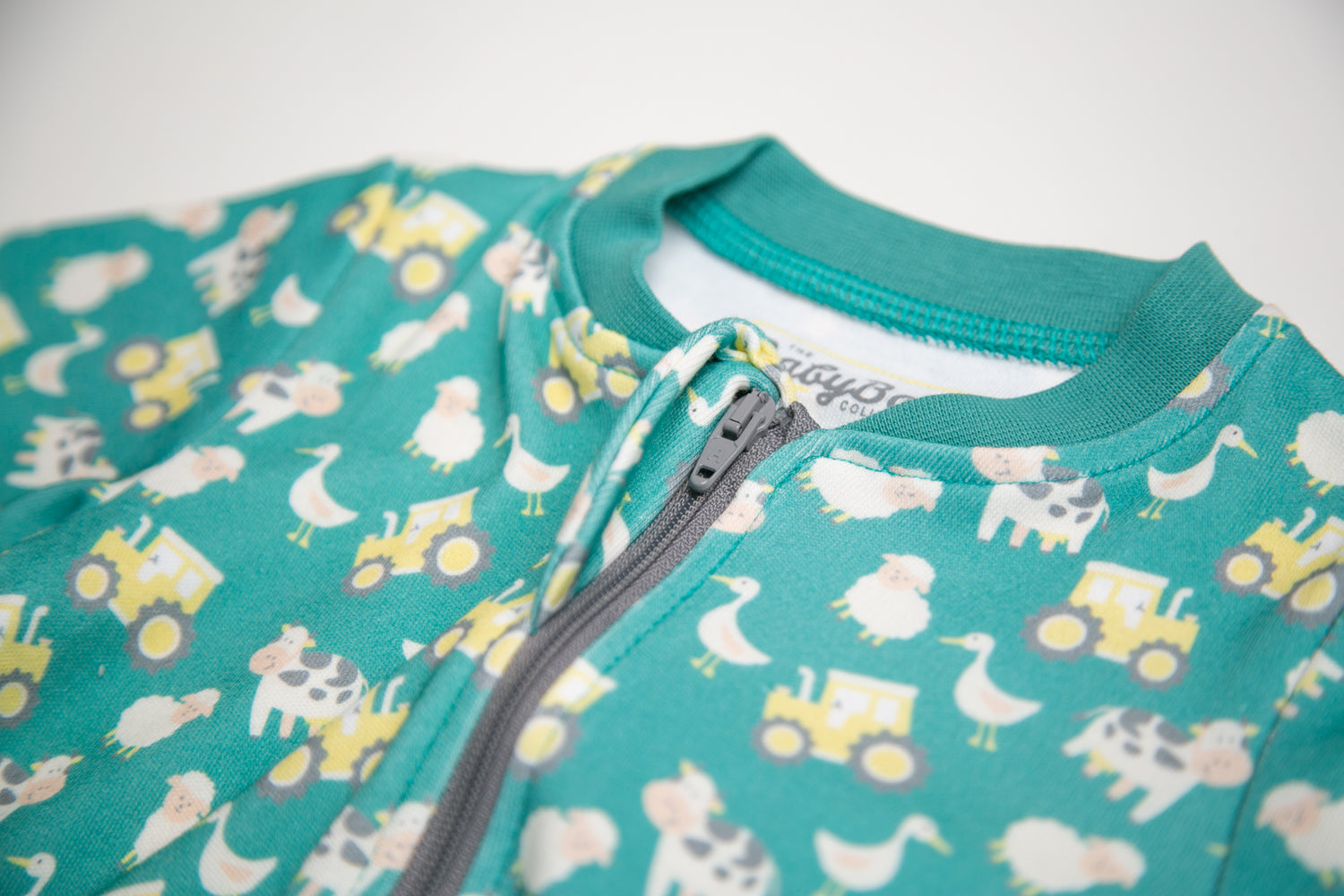 Jade Farmyard organic cotton ZippyBoo suit
