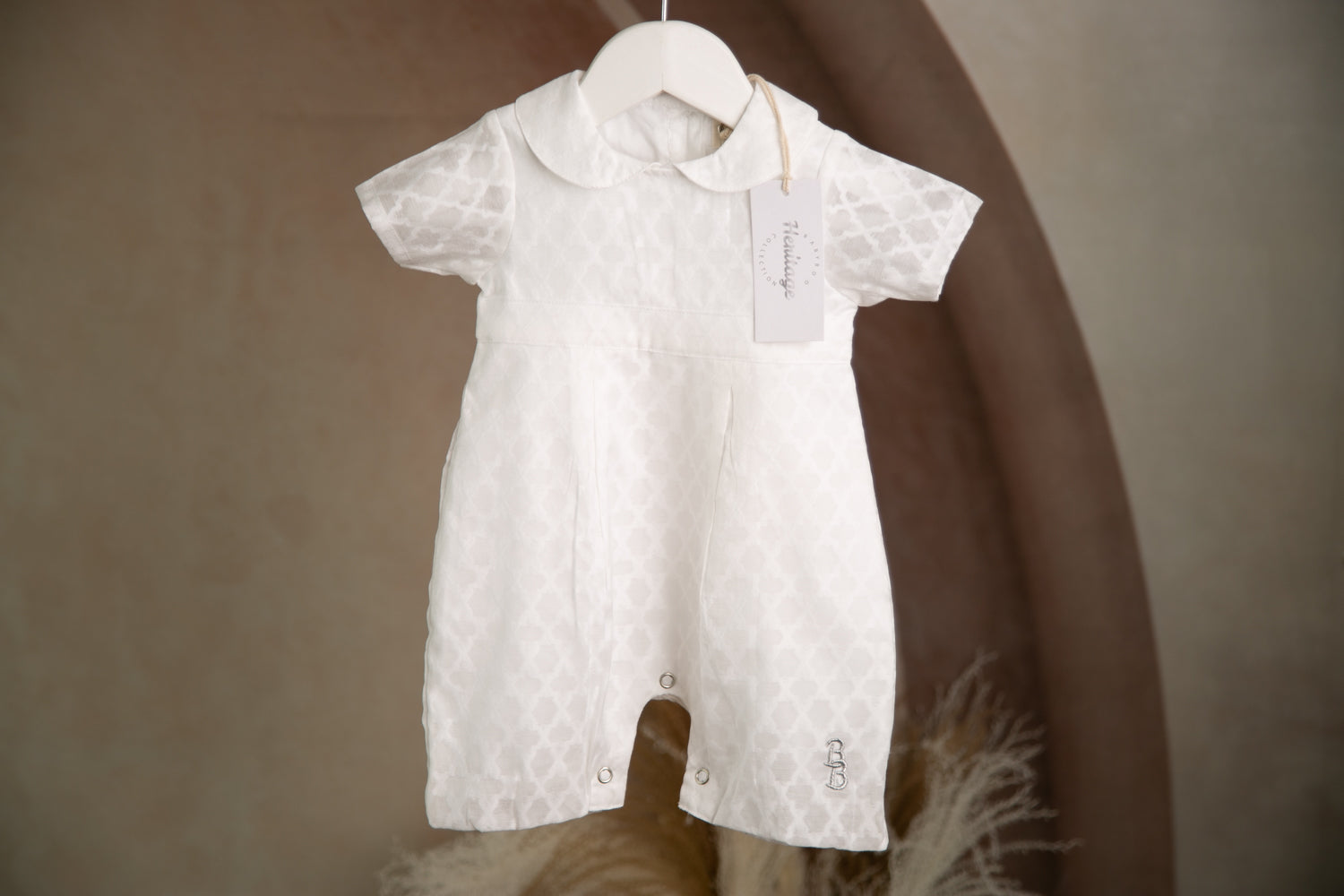 Imperfect Lattice style organic cotton romper (Oisín)