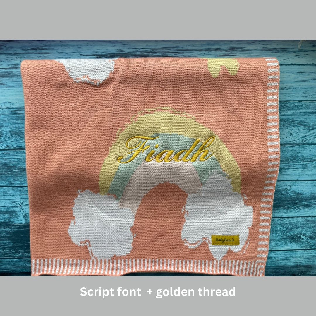 Organic cotton coral rainbows BlankieBoo
