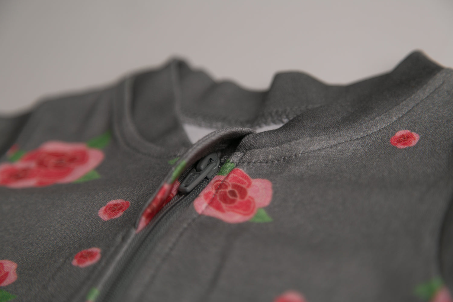 Grey roses organic cotton ZippyBoo suit