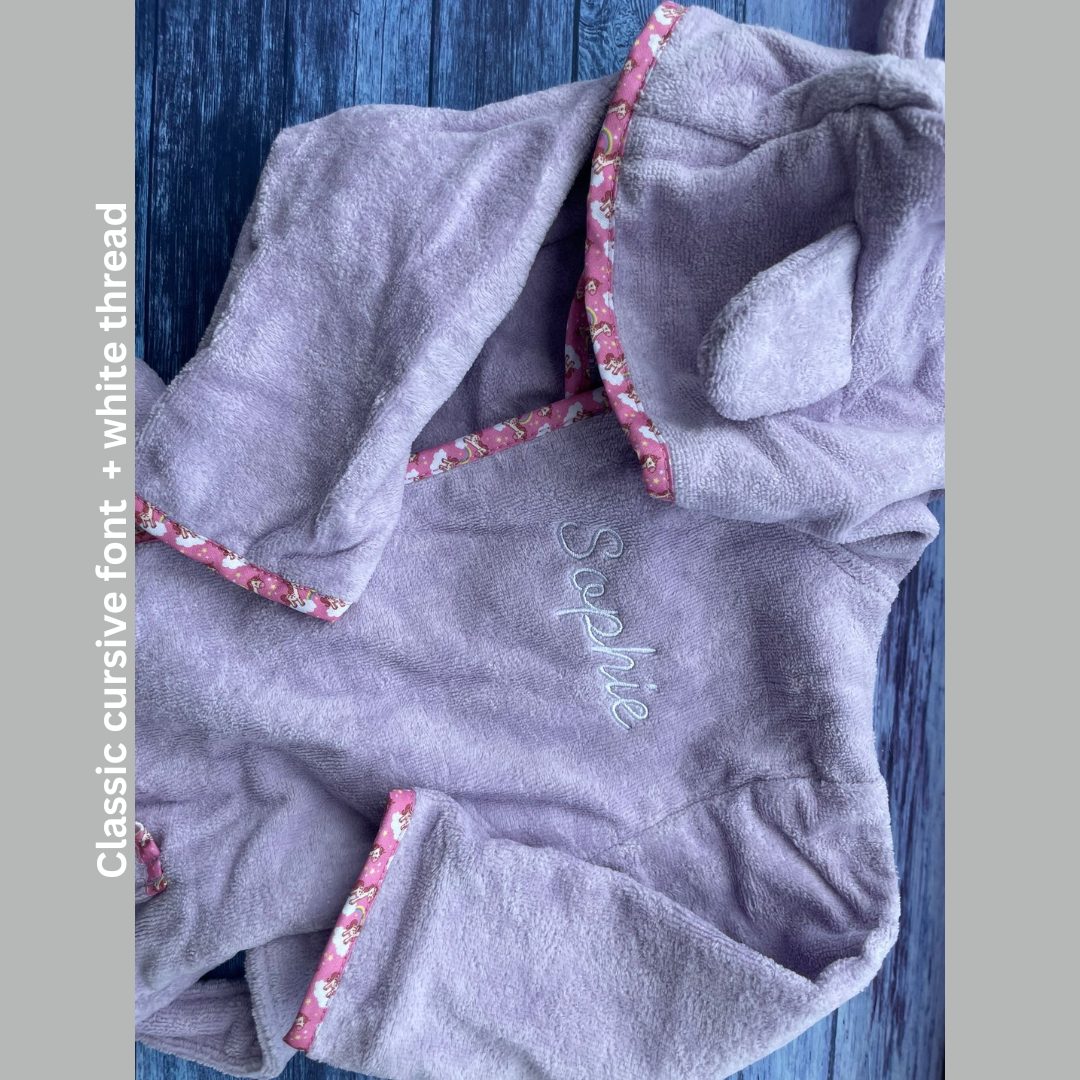 Lilac unicorns organic cotton CozyBoo robe