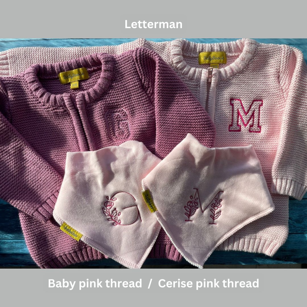 Baby pink organic cotton zipped cardigan