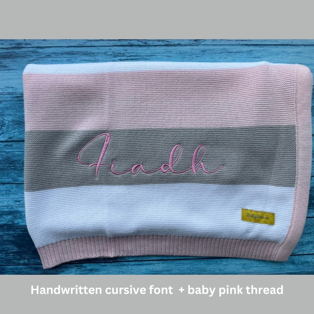 Organic cotton pink/grey stripes BlankieBoo