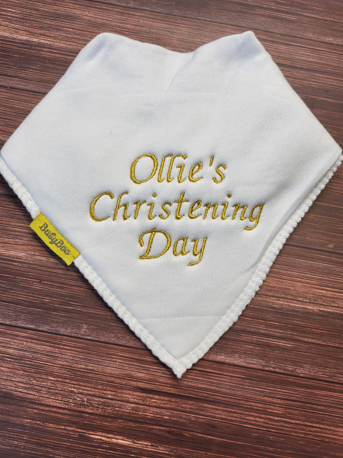 Name Christening Day organic cotton Christening bib