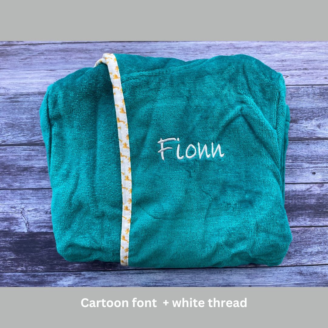 Teal giraffes organic cotton CozyBoo robe