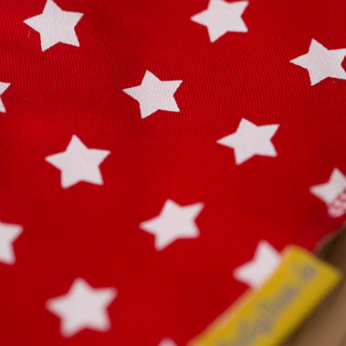 Red stars organic cotton DribbleBoo bandana bib