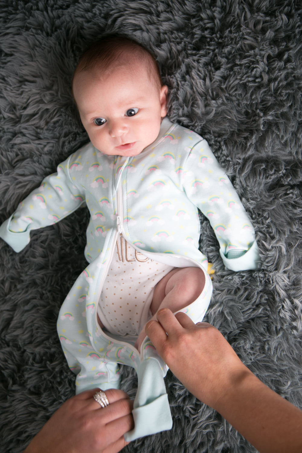 Painted rainbows organic cotton ZippyBoo suit