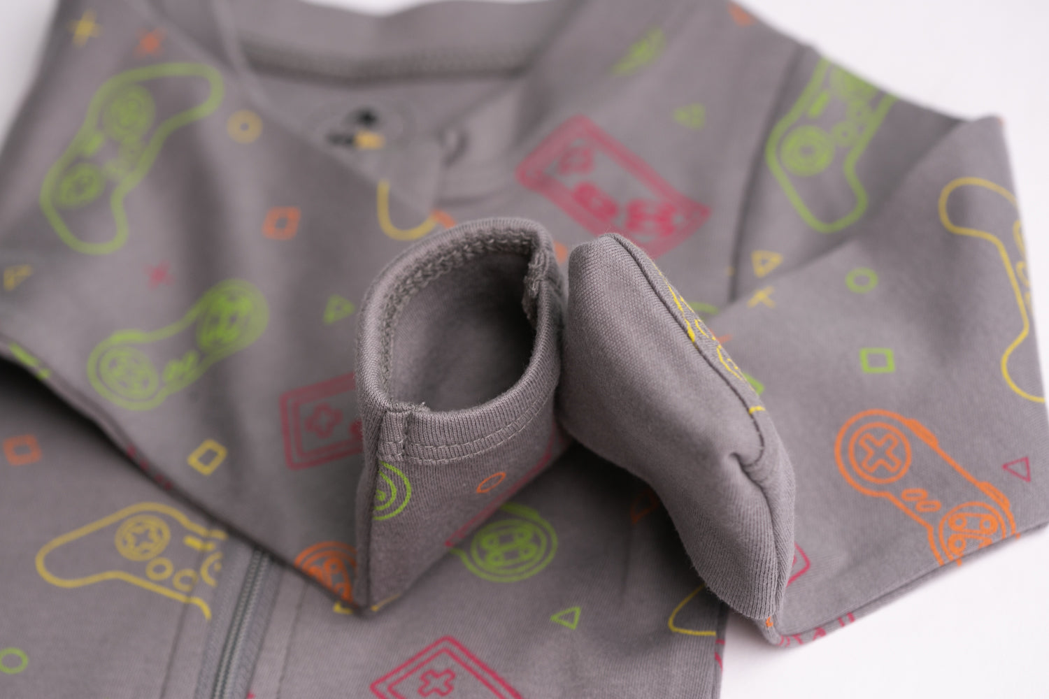 Grey gaming organic cotton ZippyBoo suit