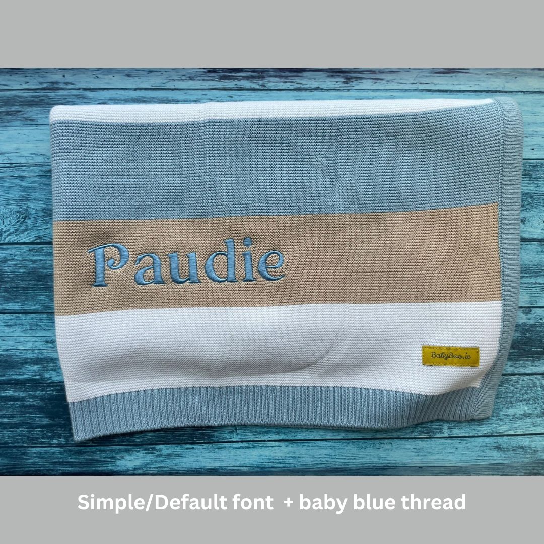 Organic cotton blue/taupe stripes BlankieBoo