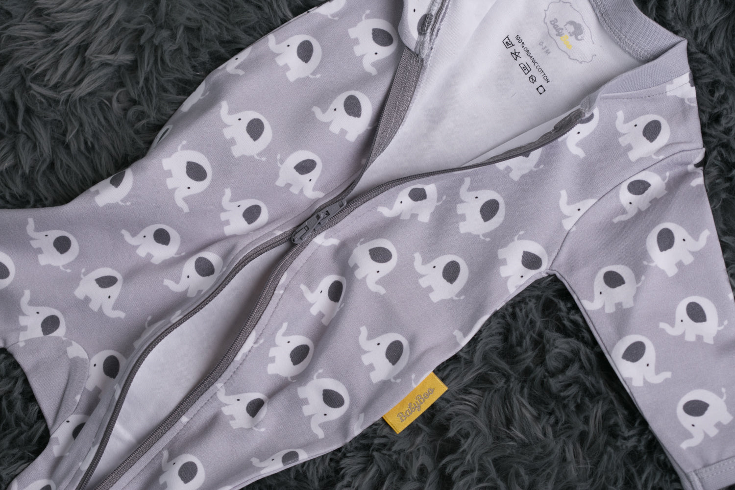 Ellie elephant organic cotton ZippyBoo suit