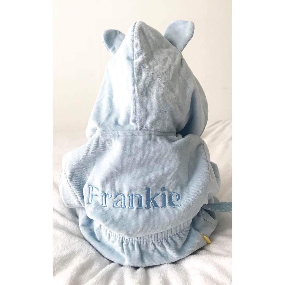 Baby blue with white stars organic cotton CozyBoo robe