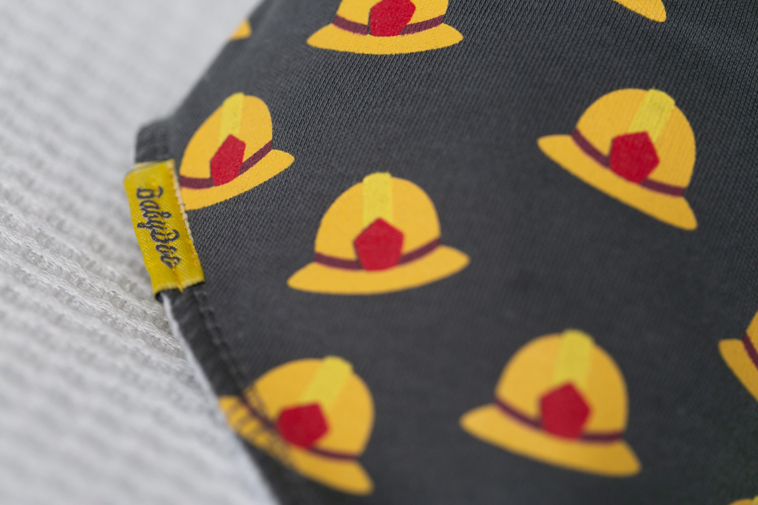 Grey firefighter organic cotton DribbleBoo bandana bib