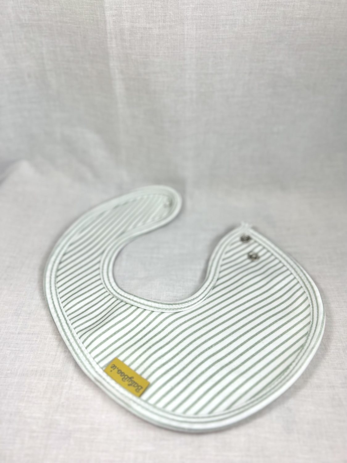 Sage stripes organic cotton LittleBoo baby bib