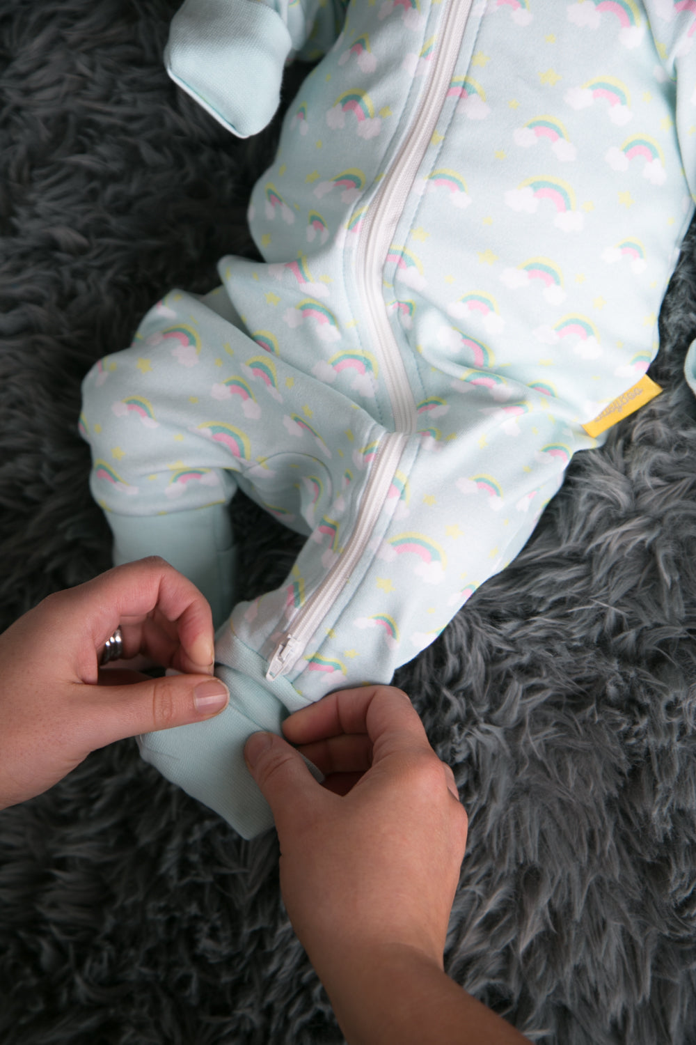 Painted rainbows organic cotton ZippyBoo suit