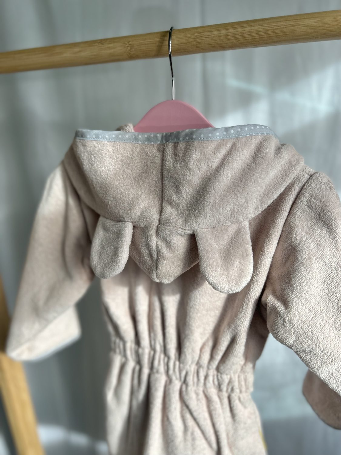 Blush with grey stars organic cotton CozyBoo robe