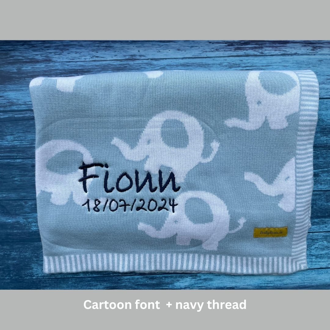 Organic cotton blue Ellie elephant BlankieBoo