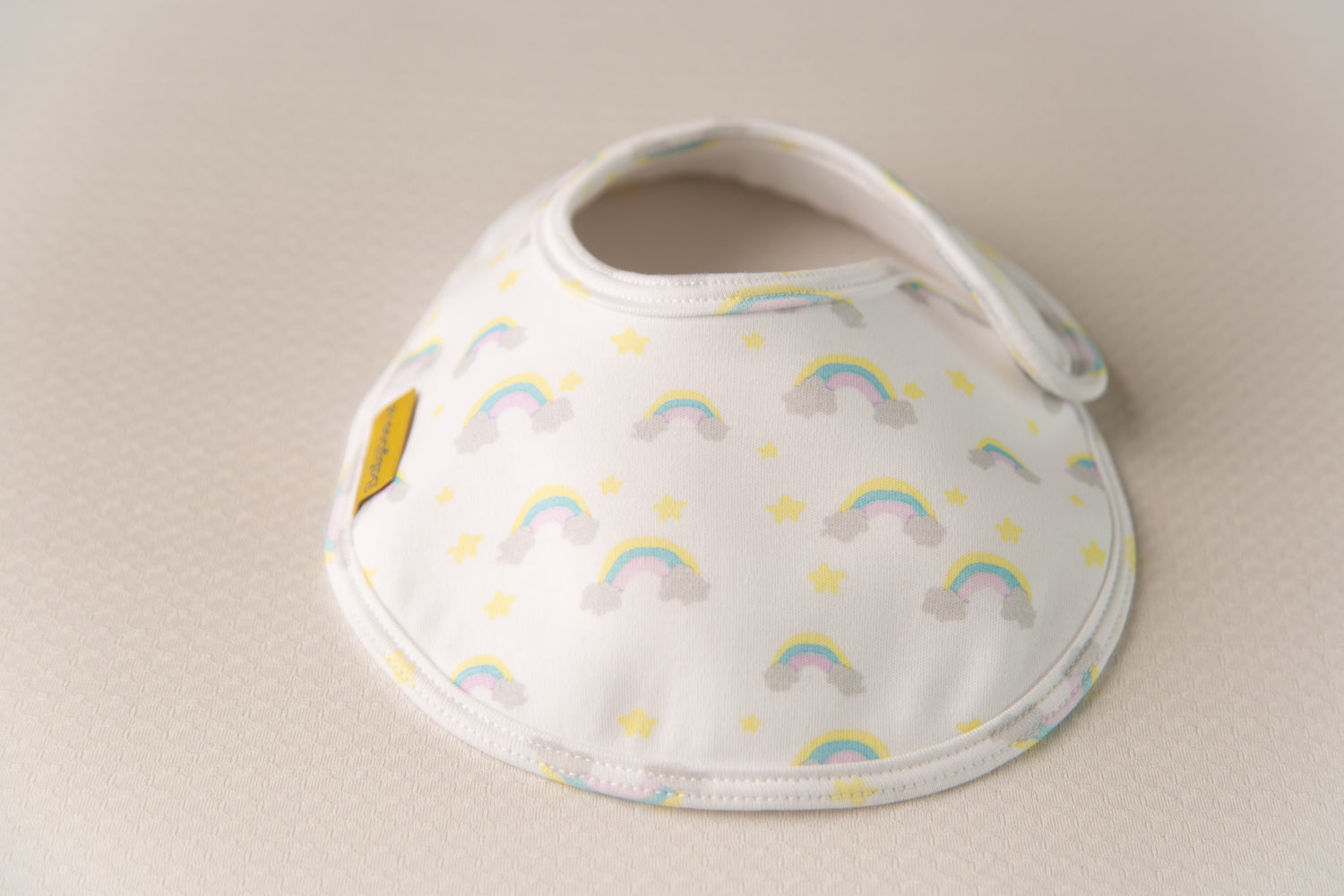 Painted rainbows white organic cotton LittleBoo baby bib