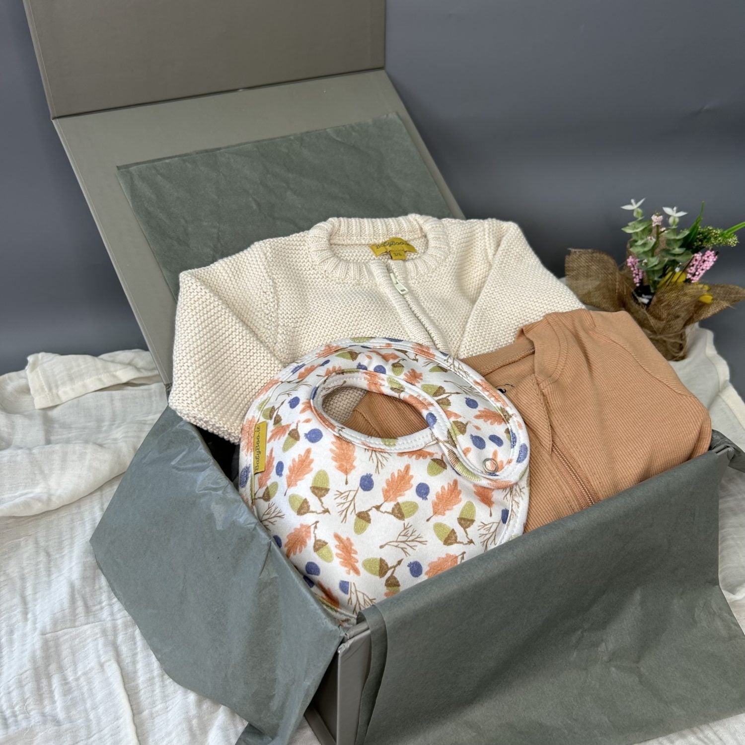 "Going home outfit" baby shower gift box