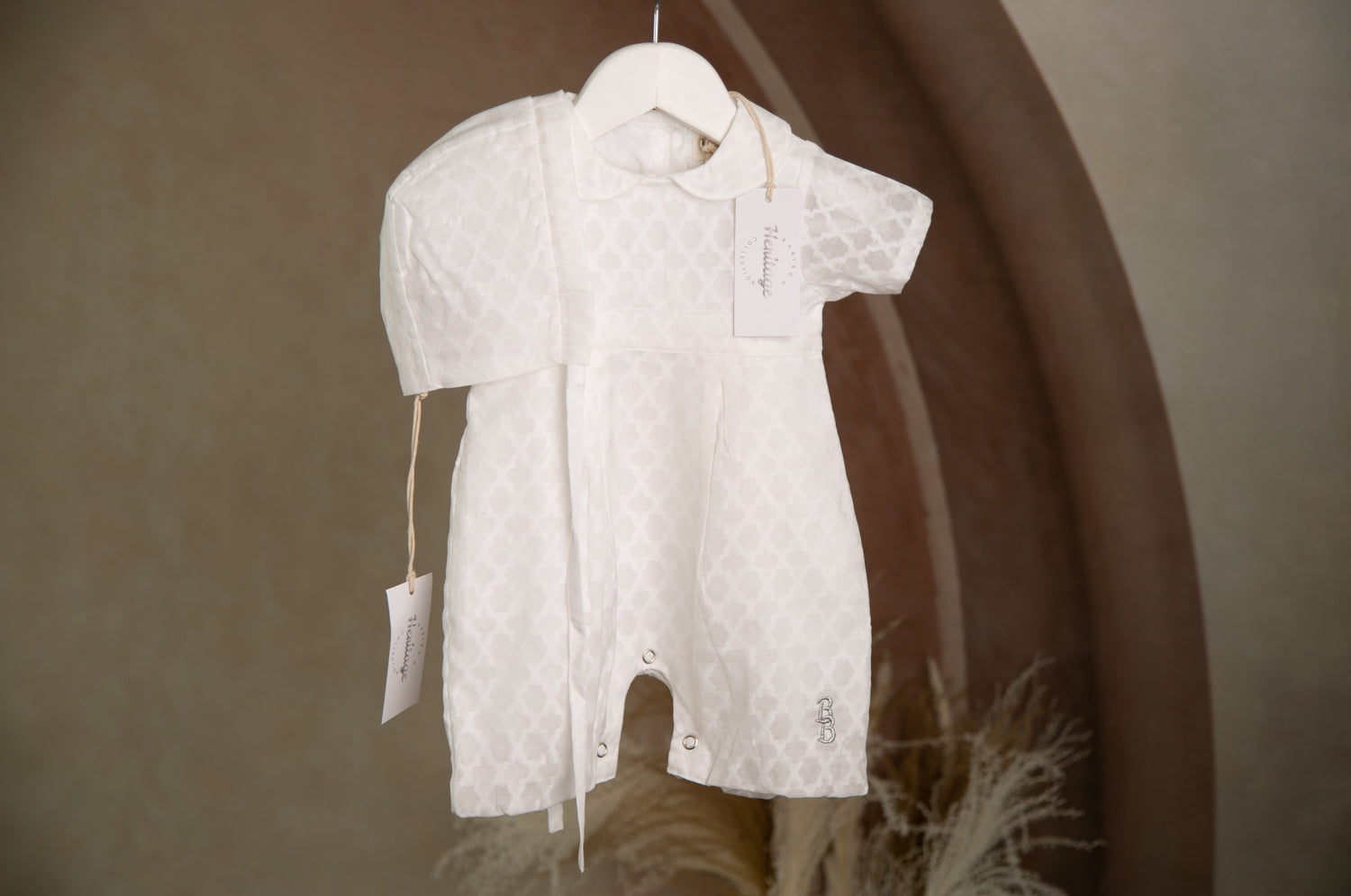 Imperfect Lattice style organic cotton romper (Oisín)