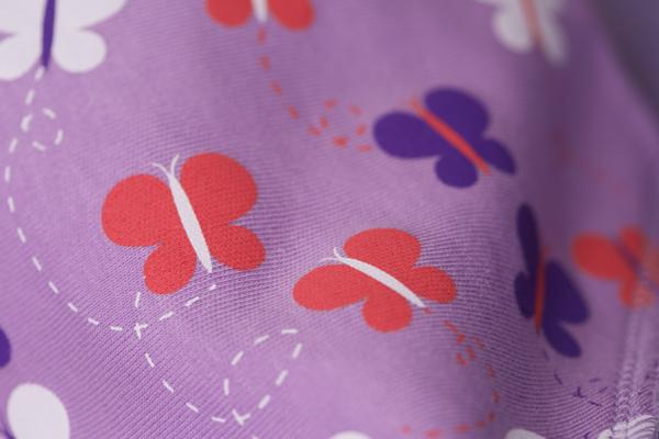 Lilac fly fly butterfly organic cotton DribbleBoo bandana bib