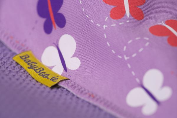 Lilac fly fly butterfly organic cotton DribbleBoo bandana bib
