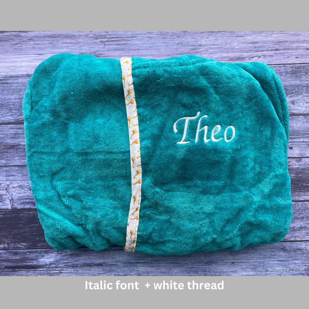 Teal giraffes organic cotton CozyBoo robe
