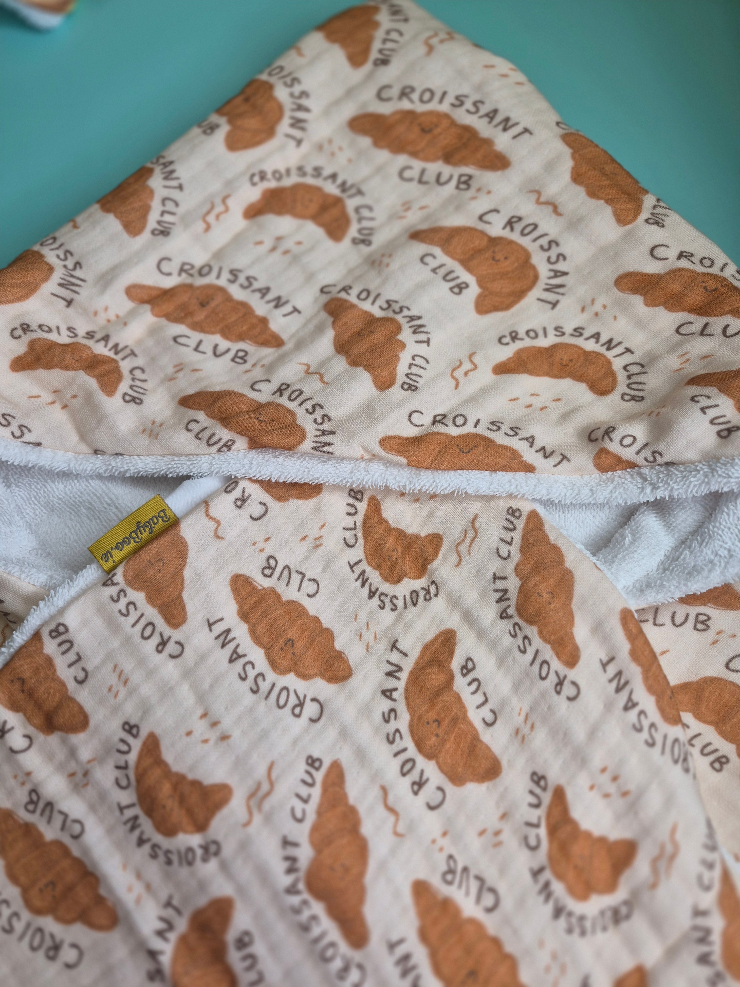 Croissant Club organic cotton hooded towel