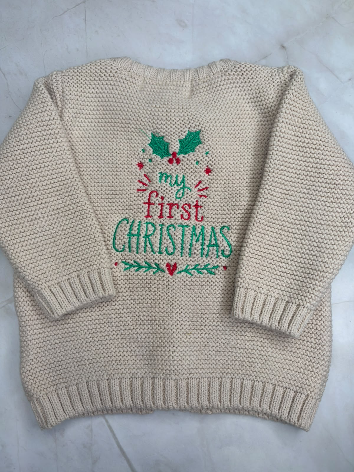 Little Holly Christmas Organic Cotton Zipped Cardigan